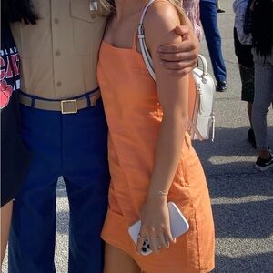 H&M Orange Linen-Blend Mini Dress